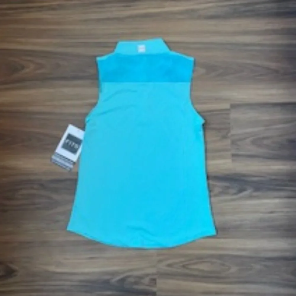 FITS Women's 1/4 ZIp Sleeveless Tank Top Sun Shirt - Teal - Medium - Picture 3 of 5